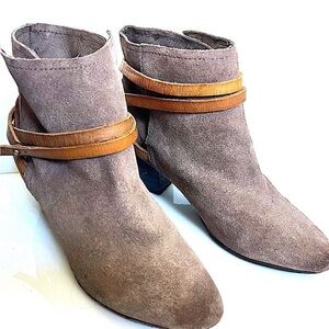 Golden Goose Suede Ankle Boots with Brown Straps